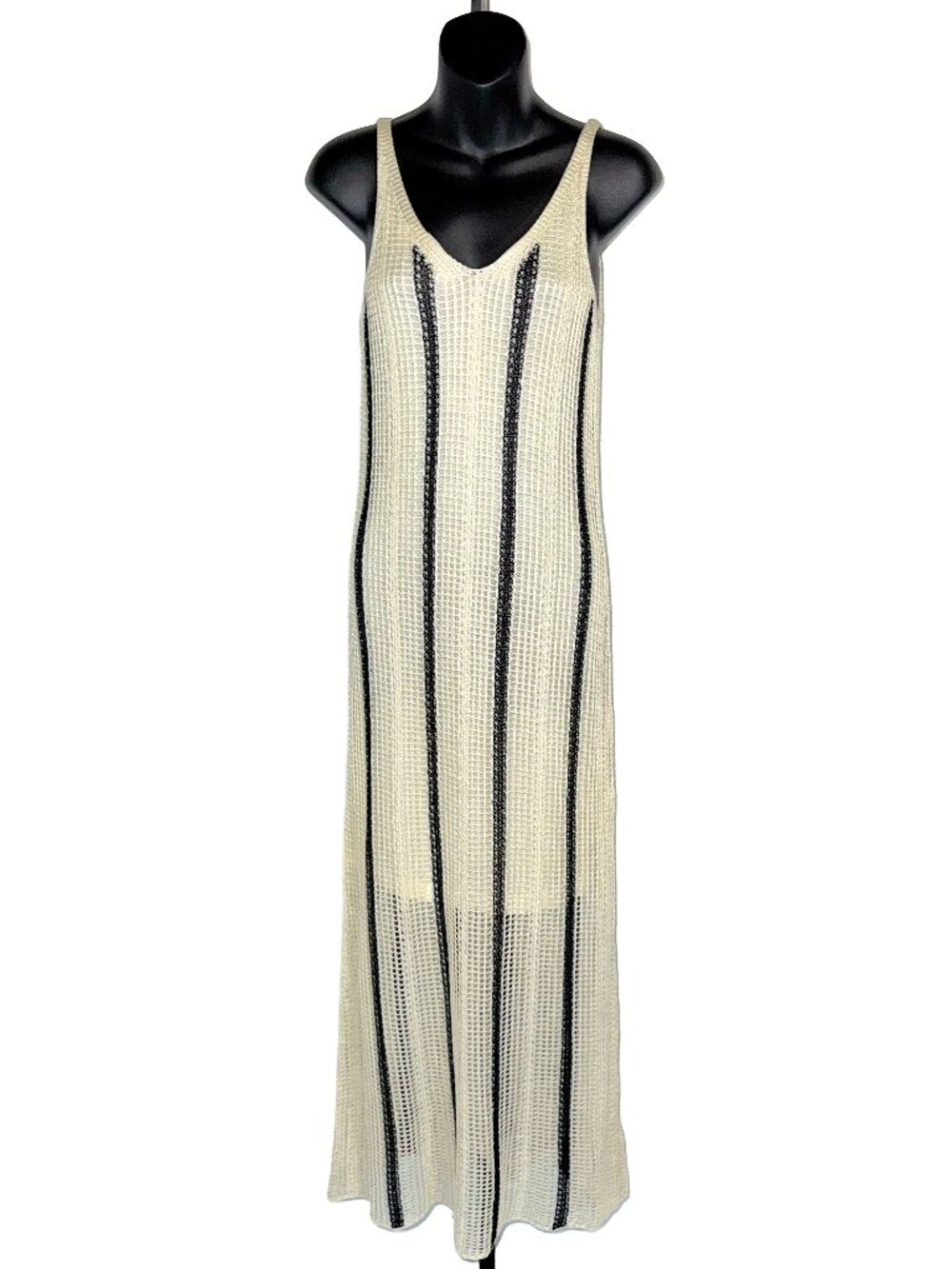 NWT A New Day Crochet Cream and Black Maxi Dress Size XS